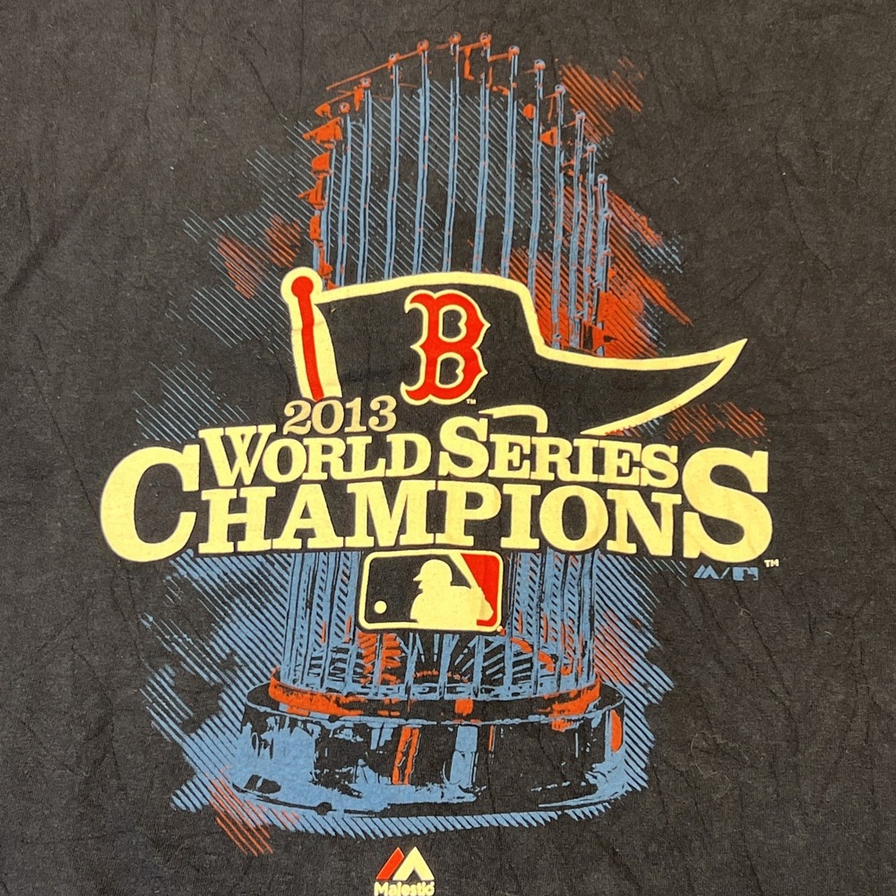 Majestic Boston Red Sox 2013 World Series Champions T-Shirt Navy Blue Mens Large - Picture 2 of 9